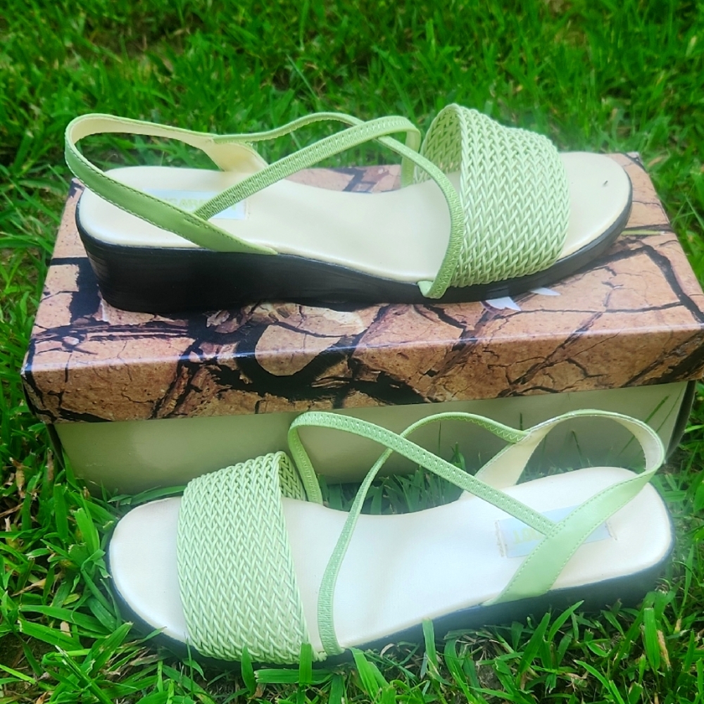 New Lime Green Y2K  Sugar Foot Woven Slip-on Summer Sandals